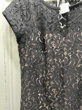 LOFT Black Lace Tie-Back Shift Dress Mini size 10 Large